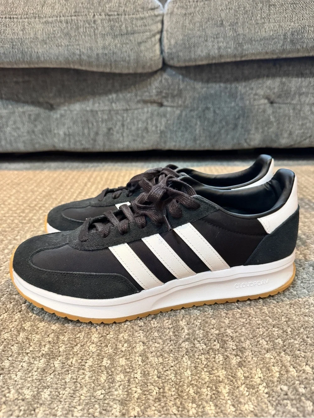 adidas cloudfoam Mens Run 70S 2.0 Sneakers Shoes Casual - Black/White